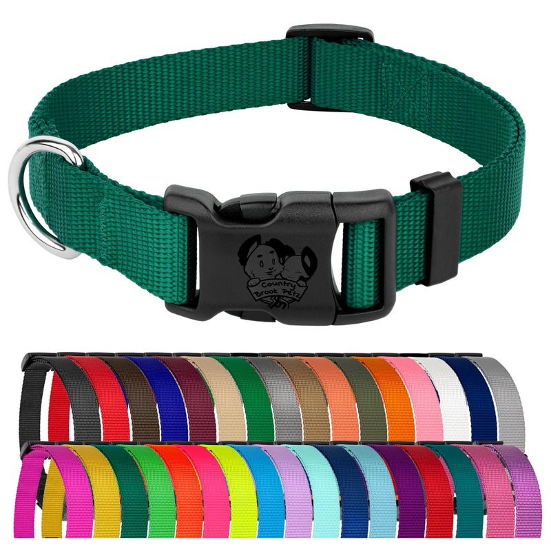 Country Brook Design Country Brook Petz - Everyday Nylon Dog Collar for Large, Medium, and Small Dogs and Puppies - for Everyday Use in 15+ Cool Colors (Medium, 3/4 Inch, Green) - Image 1